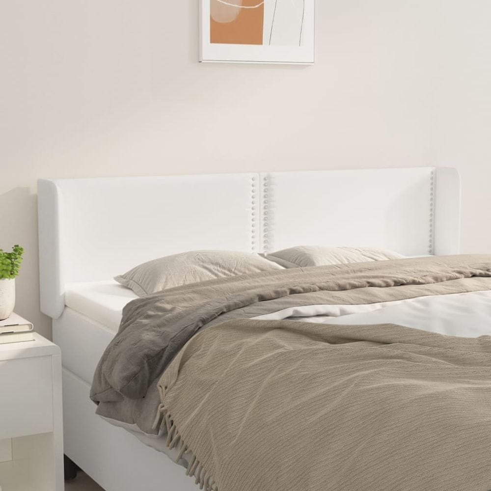 Vidaxl Čelo postele so záhybmi biely147x16x78/88 cm umelá koža